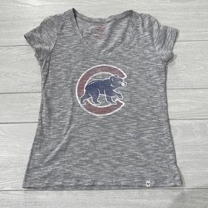 47 Brand Chicago Cubs Baseball V Neck Short Sleeve Top